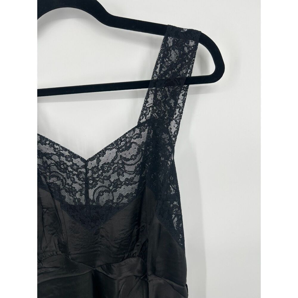 Vintage Heavenly Lingerie Fischer Silk Nightgown Slip Dress Lace Black M/L - Picture 4 of 6